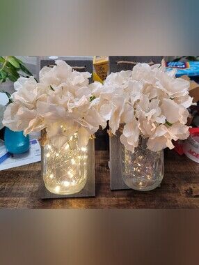Farmhouse Mason Jar Floral Wall Sconces